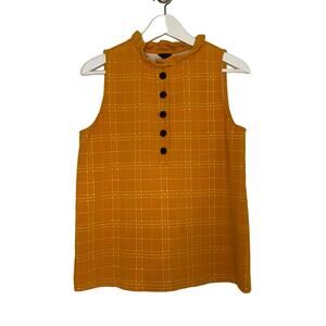 Ann Taylor Sz M Mustard and White Sleeveless Top